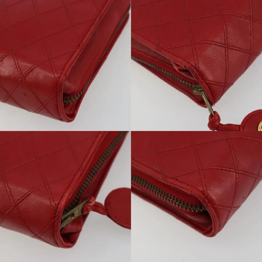 Chanel Lambskin Leather Bicolore Pouch Red